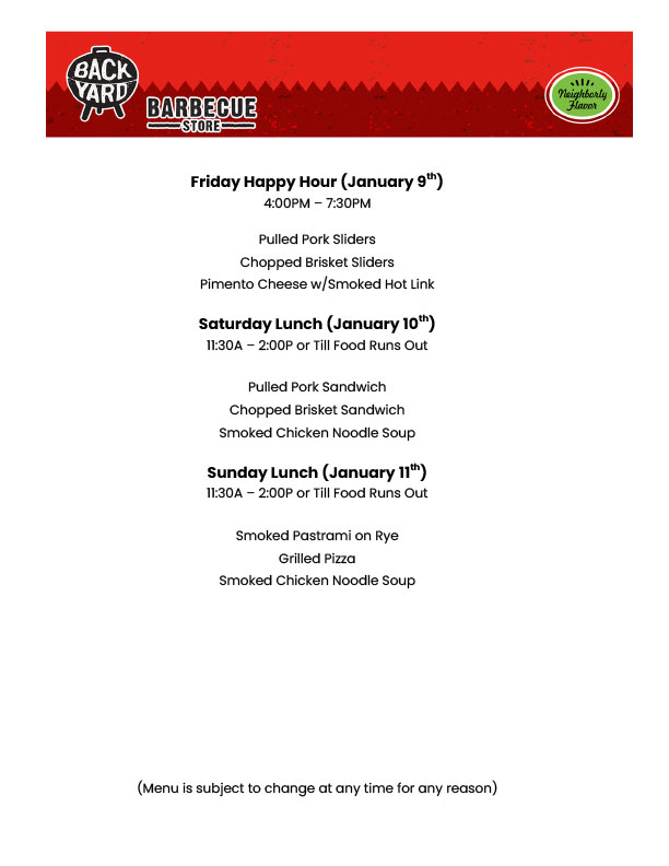 Click here to open the Backyard BBQ Weekly Food Menu!