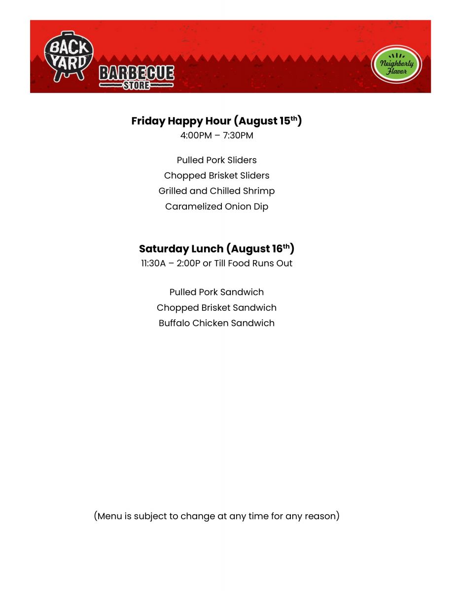 Click here to open the Backyard BBQ Weekly Food Menu!